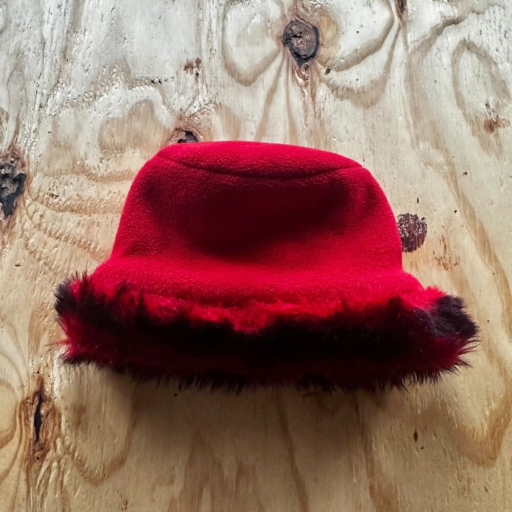 Neckworks Red Fleece Faux Fur Bucket Hat